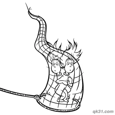 Free printable Thing 1 and Thing 2 in the Net Coloring Picture coloring page