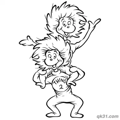 Free printable Thing 1 and Thing 2 Piggyback Coloring Pages coloring page