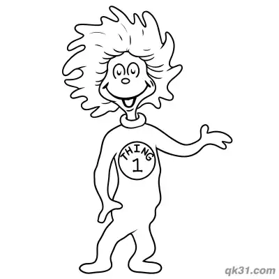 Free printable Thing 1 from The Cat in the Hat Coloring Page coloring page