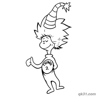 Free printable Thing 2 with Hat The Cat in the Hat Coloring Page coloring page