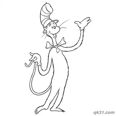 Free printable Waving The Cat in the Hat Coloring Page coloring page