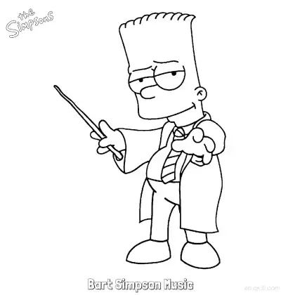 Free printable Bart Simpson Music Coloring Page - Free Printable The Simpsons Coloring Sheets coloring page