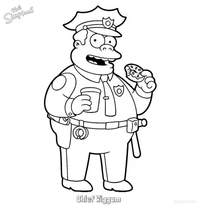 Free printable Chief Wiggum Coloring Page - Free Printable The Simpsons Coloring Sheets coloring page