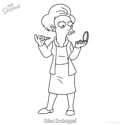 Free printable Edna Krabappel Coloring Page - Free Printable The Simpsons Coloring Sheets coloring page