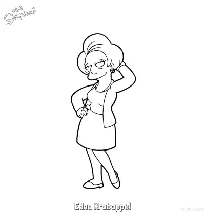 Free printable Edna Krabappel 2 Coloring Page - Free Printable The Simpsons Coloring Sheets coloring page