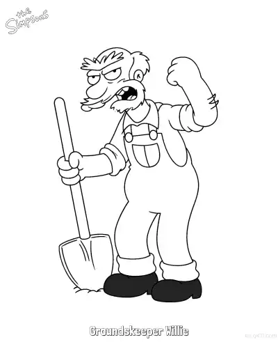 Free printable Groundskeeper Willie Coloring Page - Free Printable The Simpsons Coloring Sheets coloring page