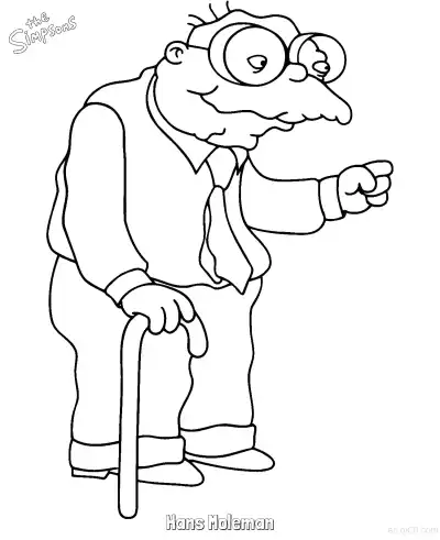 Free printable Hans Moleman Coloring Page - Free Printable The Simpsons Coloring Sheets coloring page