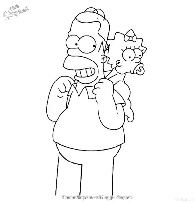 Free printable Homer Simpson and Maggie Simpson Coloring Page - Free Printable The Simpsons Coloring Sheets coloring page
