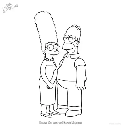 Free printable Homer Simpson and Marge Simpson Coloring Page - Free Printable The Simpsons Coloring Sheets coloring page