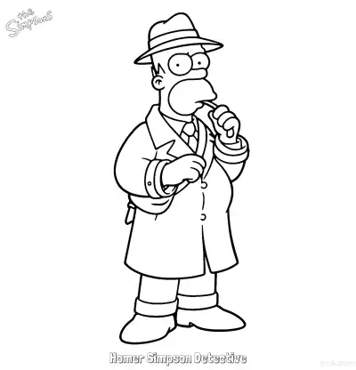 Free printable Homer Simpson Detective Coloring Page - Free Printable The Simpsons Coloring Sheets coloring page