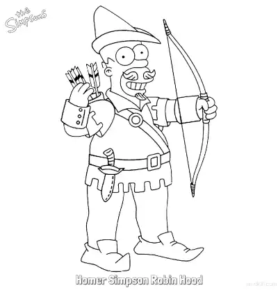 Free printable Homer Simpson Robin Hood Coloring Page - Free Printable The Simpsons Coloring Sheets coloring page