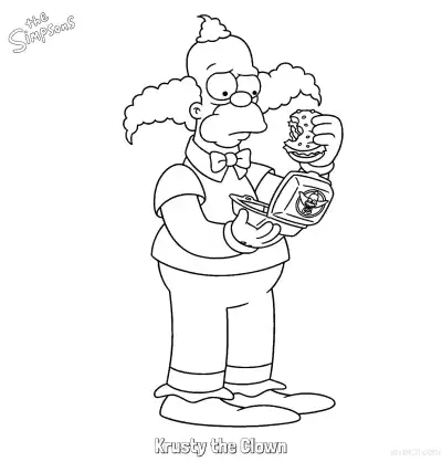 Free printable Krusty the Clown Coloring Page - Free Printable The Simpsons Coloring Sheets coloring page