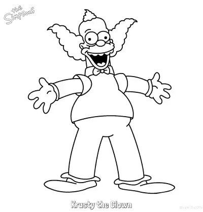 Free printable Krusty the Clown 2 Coloring Page - Free Printable The Simpsons Coloring Sheets coloring page