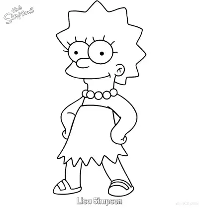 Free printable Lisa Simpson 1 Coloring Page - Free Printable The Simpsons Coloring Sheets coloring page