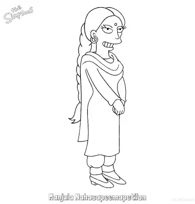 Free printable Manjula Nahasapeemapetilon Coloring Page - Free Printable The Simpsons Coloring Sheets coloring page