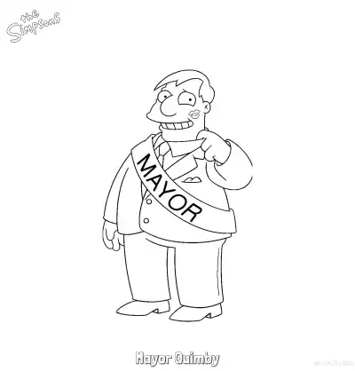 Free printable Mayor Quimby Coloring Page - Free Printable The Simpsons Coloring Sheets coloring page