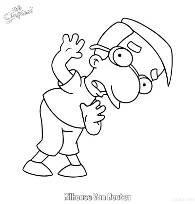 Free printable Milhouse Van Houten Coloring Page - Free Printable The Simpsons Coloring Sheets coloring page