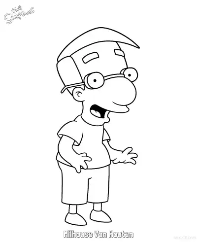 Free printable Milhouse Van Houten 2 Coloring Page - Free Printable The Simpsons Coloring Sheets coloring page