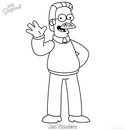 Free printable Ned Flanders Coloring Page - Free Printable The Simpsons Coloring Sheets coloring page