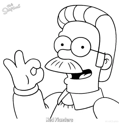 Free printable Ned Flanders 3 Coloring Page - Free Printable The Simpsons Coloring Sheets coloring page