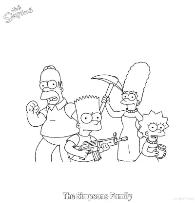 Free printable The Simpsons Family 8 Coloring Page - Free Printable The Simpsons Coloring Sheets coloring page