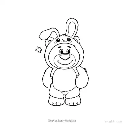 Free printable Bear in Bunny Costume  Coloring Page - Free PDF Printable Toy Story Coloring Sheets coloring page