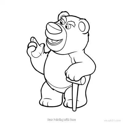 Free printable Bear Pointing with Cane  Coloring Page - Free PDF Printable Toy Story Coloring Sheets coloring page