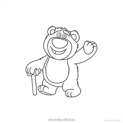 Free printable Bear Waving with Cane  Coloring Page - Free PDF Printable Toy Story Coloring Sheets coloring page