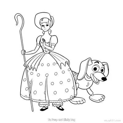 Free printable Bo Peep and Slinky Dog  Coloring Page - Free PDF Printable Toy Story Coloring Sheets coloring page