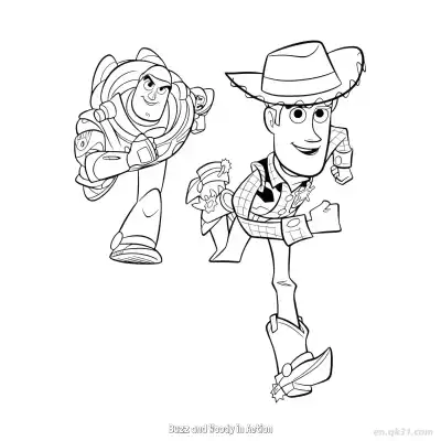 Free printable Buzz and Woody in Action  Coloring Page - Free PDF Printable Toy Story Coloring Sheets coloring page