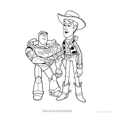 Free printable Buzz and Woody Handshake  Coloring Page - Free PDF Printable Toy Story Coloring Sheets coloring page
