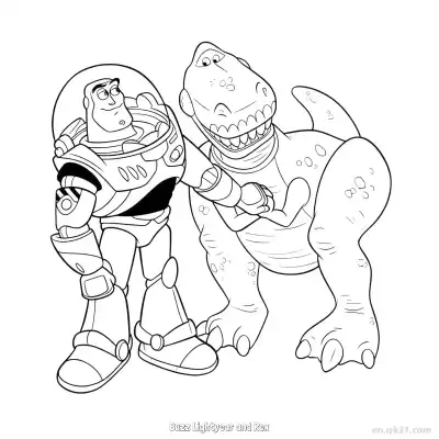 Free printable Buzz Lightyear and Rex  Coloring Page - Free PDF Printable Toy Story Coloring Sheets coloring page