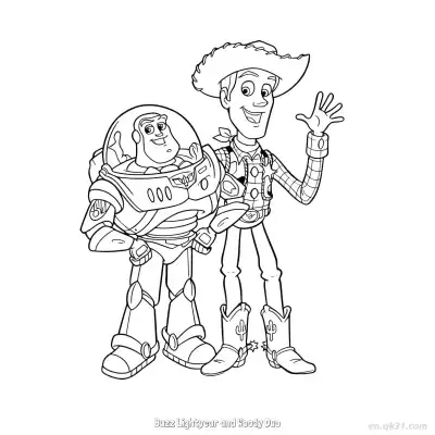 Free printable Buzz Lightyear and Woody Duo  Coloring Page - Free PDF Printable Toy Story Coloring Sheets coloring page