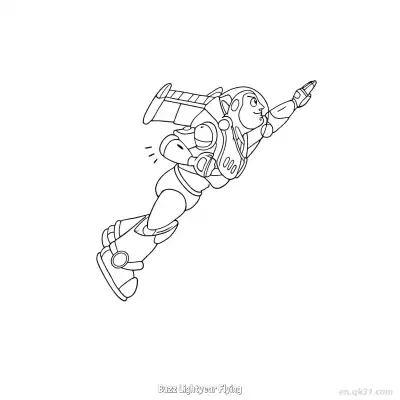 Free printable Buzz Lightyear Flying  Coloring Page - Free PDF Printable Toy Story Coloring Sheets coloring page