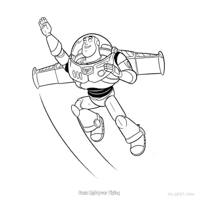 Free printable Buzz Lightyear Flying 2 Coloring Page - Free PDF Printable Toy Story Coloring Sheets coloring page