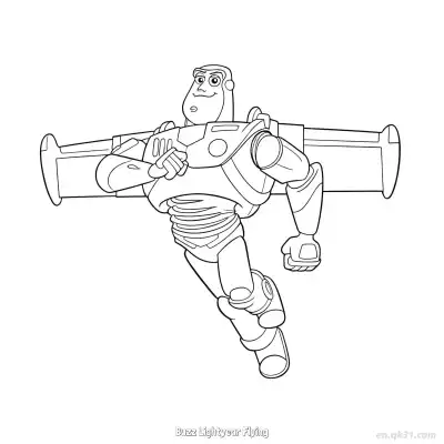 Free printable Buzz Lightyear Flying 3 Coloring Page - Free PDF Printable Toy Story Coloring Sheets coloring page