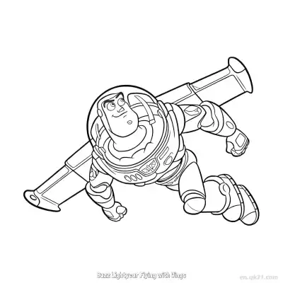 Free printable Buzz Lightyear Flying with Wings  Coloring Page - Free PDF Printable Toy Story Coloring Sheets coloring page