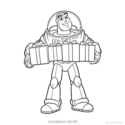 Free printable Buzz Lightyear with Gift  Coloring Page - Free PDF Printable Toy Story Coloring Sheets coloring page