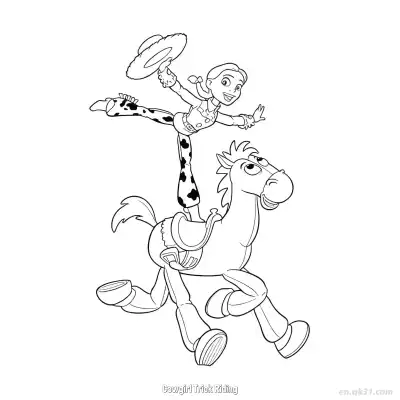 Free printable Cowgirl Trick Riding  Coloring Page - Free PDF Printable Toy Story Coloring Sheets coloring page
