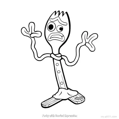 Free printable Forky with Worried Expression  Coloring Page - Free PDF Printable Toy Story Coloring Sheets coloring page