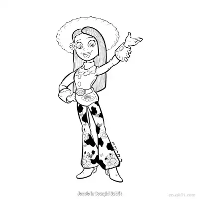 Free printable Jessie in Cowgirl Outfit  Coloring Page - Free PDF Printable Toy Story Coloring Sheets coloring page