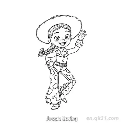 Free printable Jessie Waving  Coloring Page - Free PDF Printable Toy Story Coloring Sheets coloring page