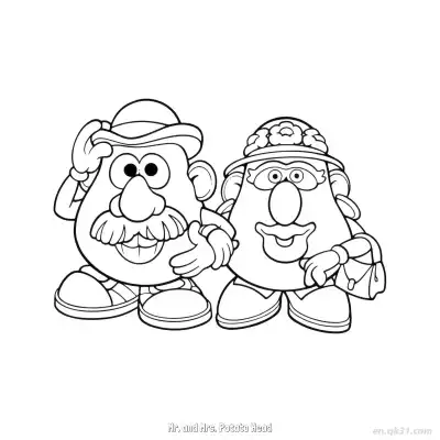 Free printable Mr. and Mrs. Potato Head  Coloring Page - Free PDF Printable Toy Story Coloring Sheets coloring page