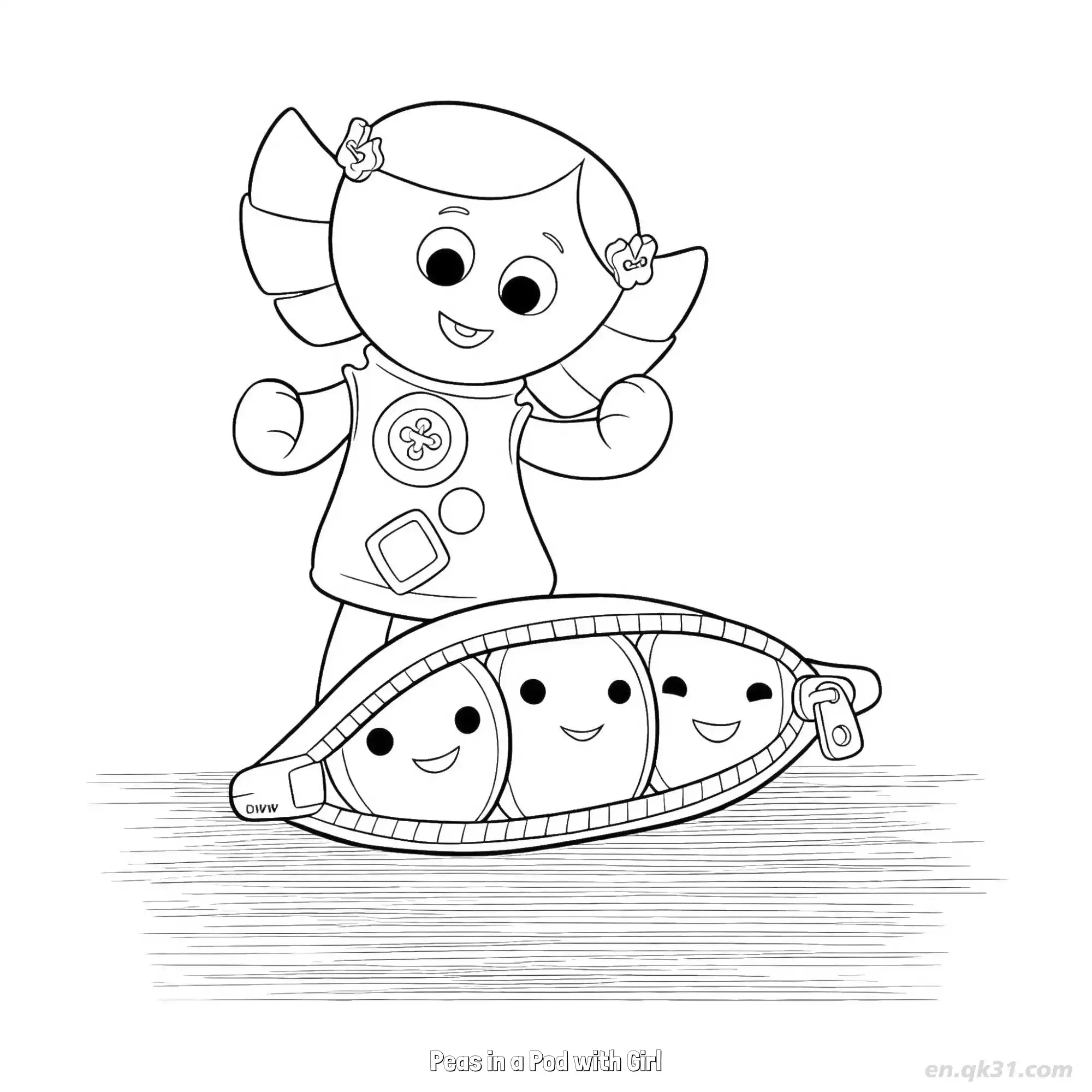 Peas in a Pod with Girl  Coloring Page - Free Printable Toy Story PDF Coloring Sheets – Free Printable Coloring Page for Kids and Adults