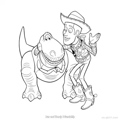 Free printable Rex and Woody Friendship  Coloring Page - Free PDF Printable Toy Story Coloring Sheets coloring page