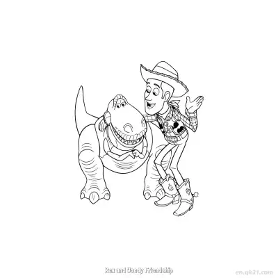 Free printable Rex and Woody Friendship 2 Coloring Page - Free PDF Printable Toy Story Coloring Sheets coloring page