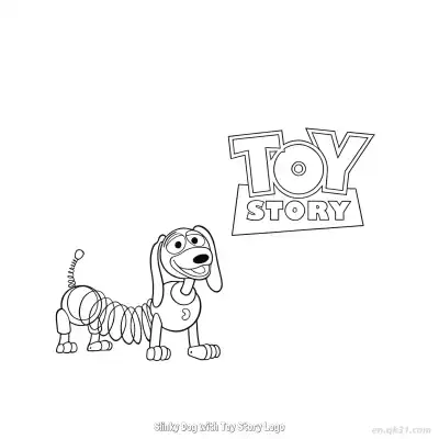 Free printable Slinky Dog with Toy Story Logo  Coloring Page - Free PDF Printable Toy Story Coloring Sheets coloring page