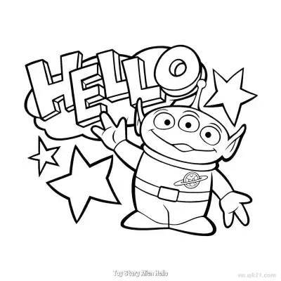 Free printable Toy Story Alien Hello  Coloring Page - Free PDF Printable Toy Story Coloring Sheets coloring page