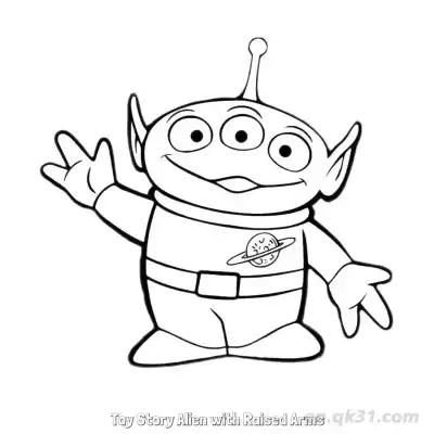 Free printable Toy Story Alien with Raised Arms  Coloring Page - Free PDF Printable Toy Story Coloring Sheets coloring page