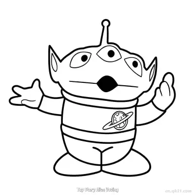 Free printable Toy Story Alien Waving  Coloring Page - Free PDF Printable Toy Story Coloring Sheets coloring page